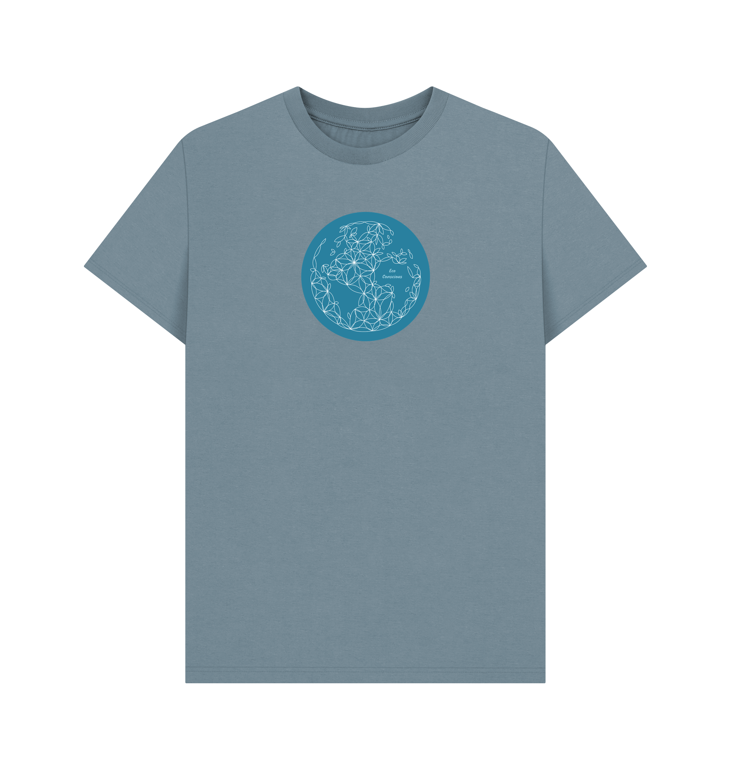 Stone Blue Printed T-shirt Front