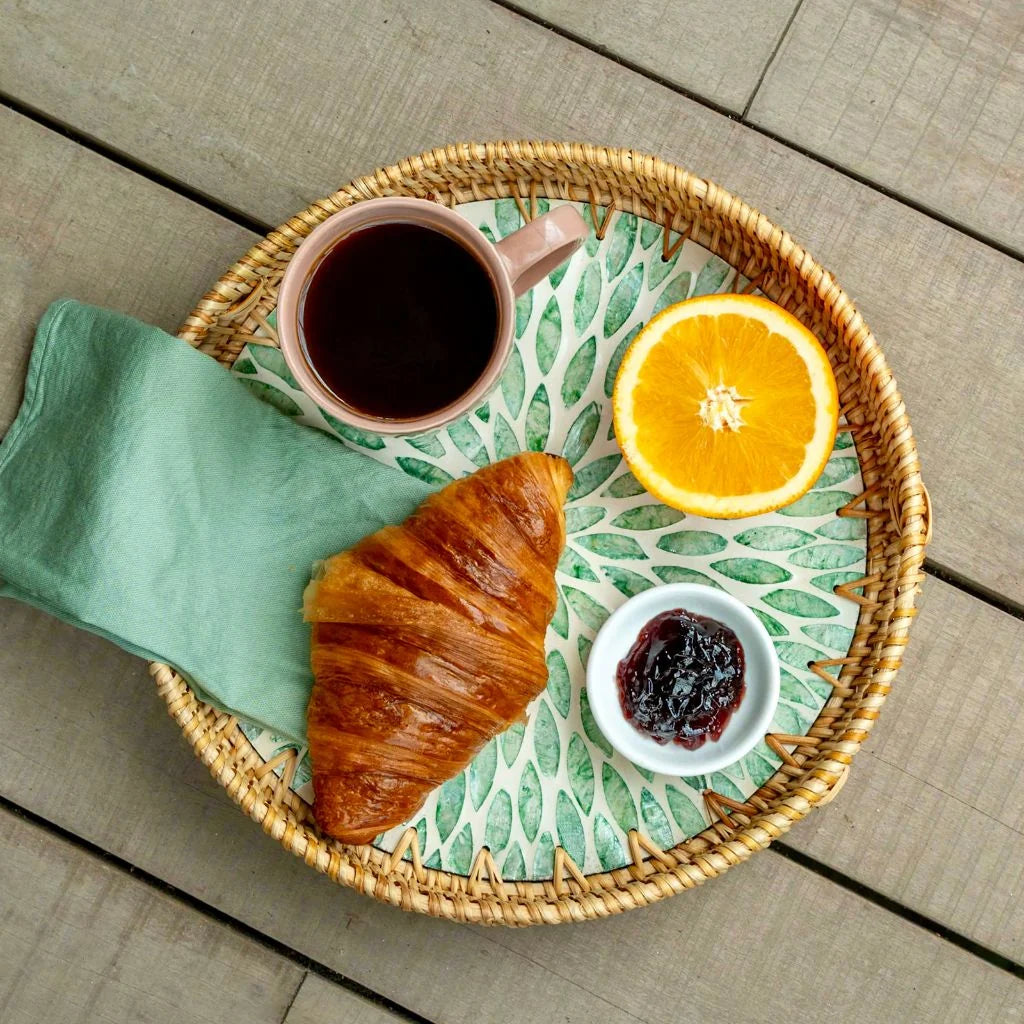 > Mother of Pearl & Rattan Tray ~ Cascade, Ripple, Everglade or Drift Style Choice (30cm)