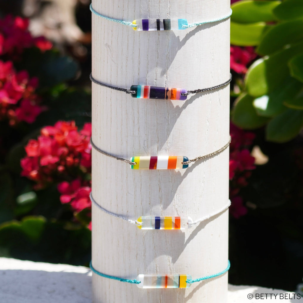 Upcycled Surfite (Surboard Resin) ~ Teal Cord Bracelet