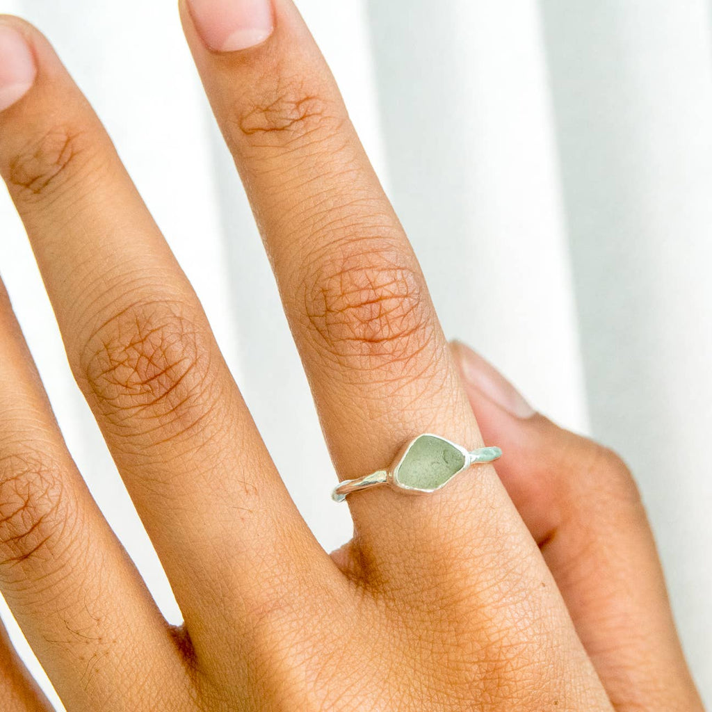Genuine Sea Glass Ring (Sterling Silver .925)