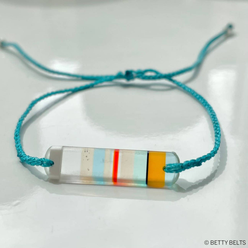 Upcycled Surfite (Surboard Resin) ~ Teal Cord Bracelet