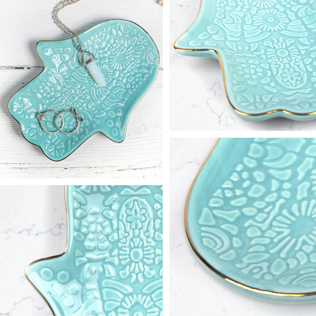 🪬 Hamsa or Om Shape ~ Ceramic Jewellery Dish
