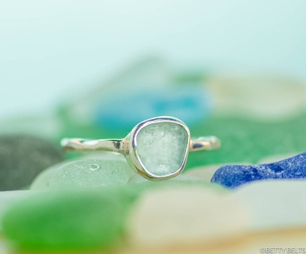 Genuine Sea Glass Ring (Sterling Silver .925)