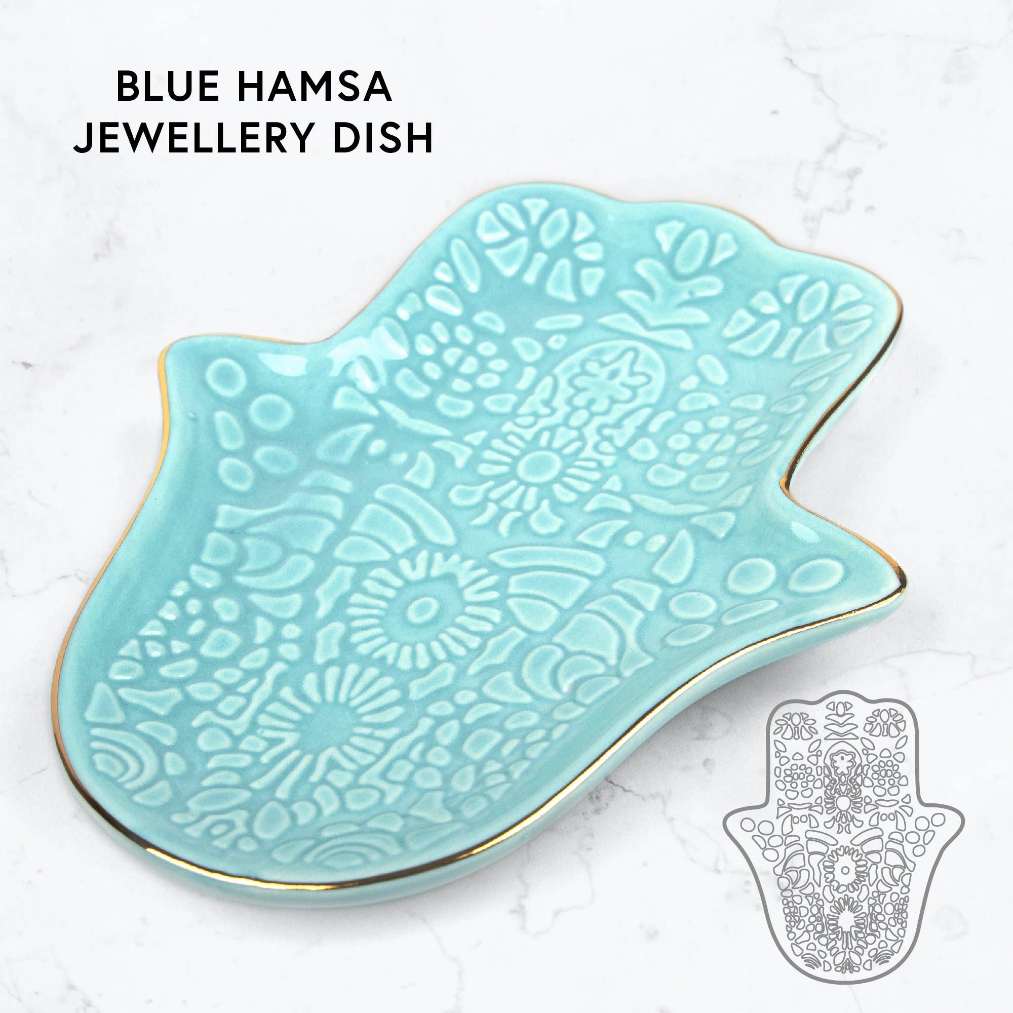 🪬 Hamsa or Om Shape ~ Ceramic Jewellery Dish