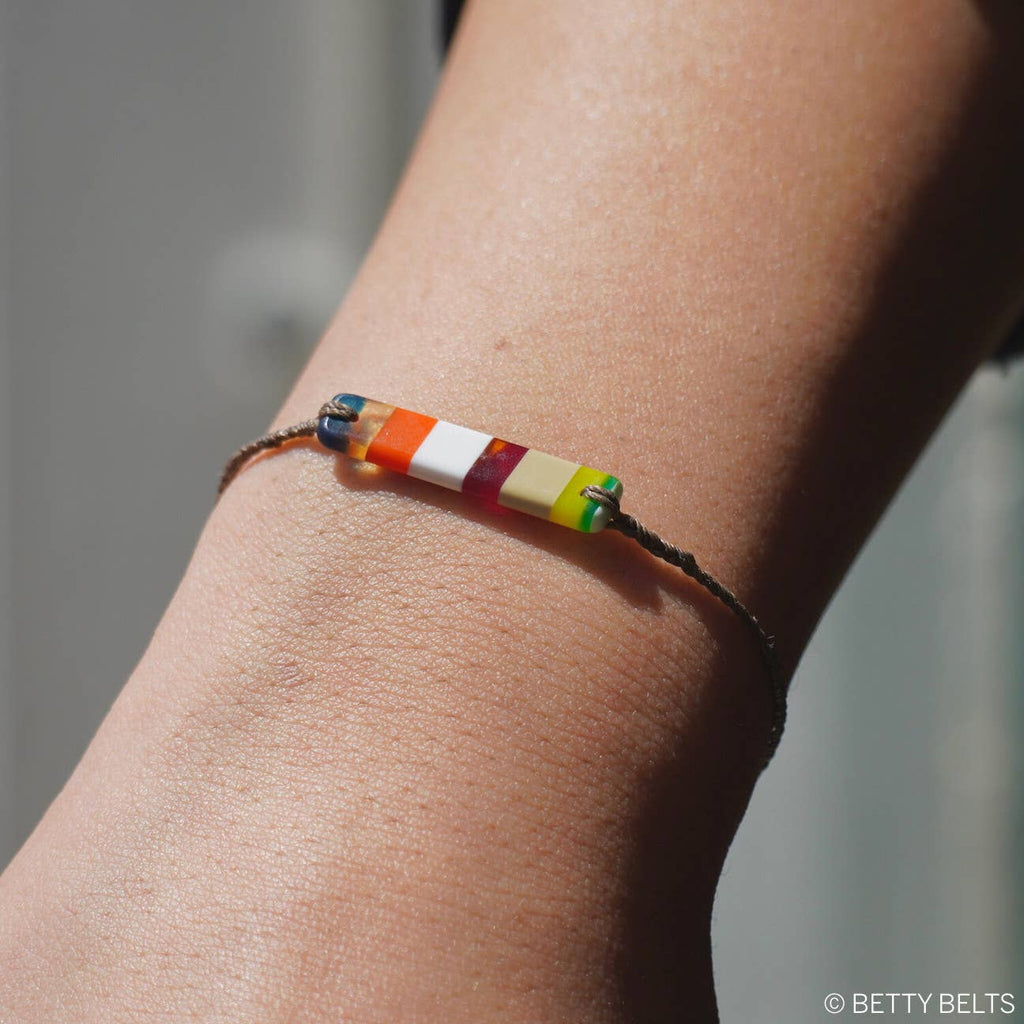 Upcycled Surfite (Surboard Resin) ~ Teal Cord Bracelet