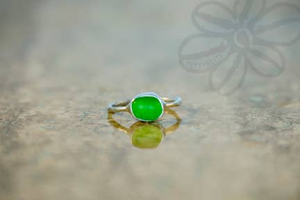 Genuine Sea Glass Ring (Sterling Silver .925)