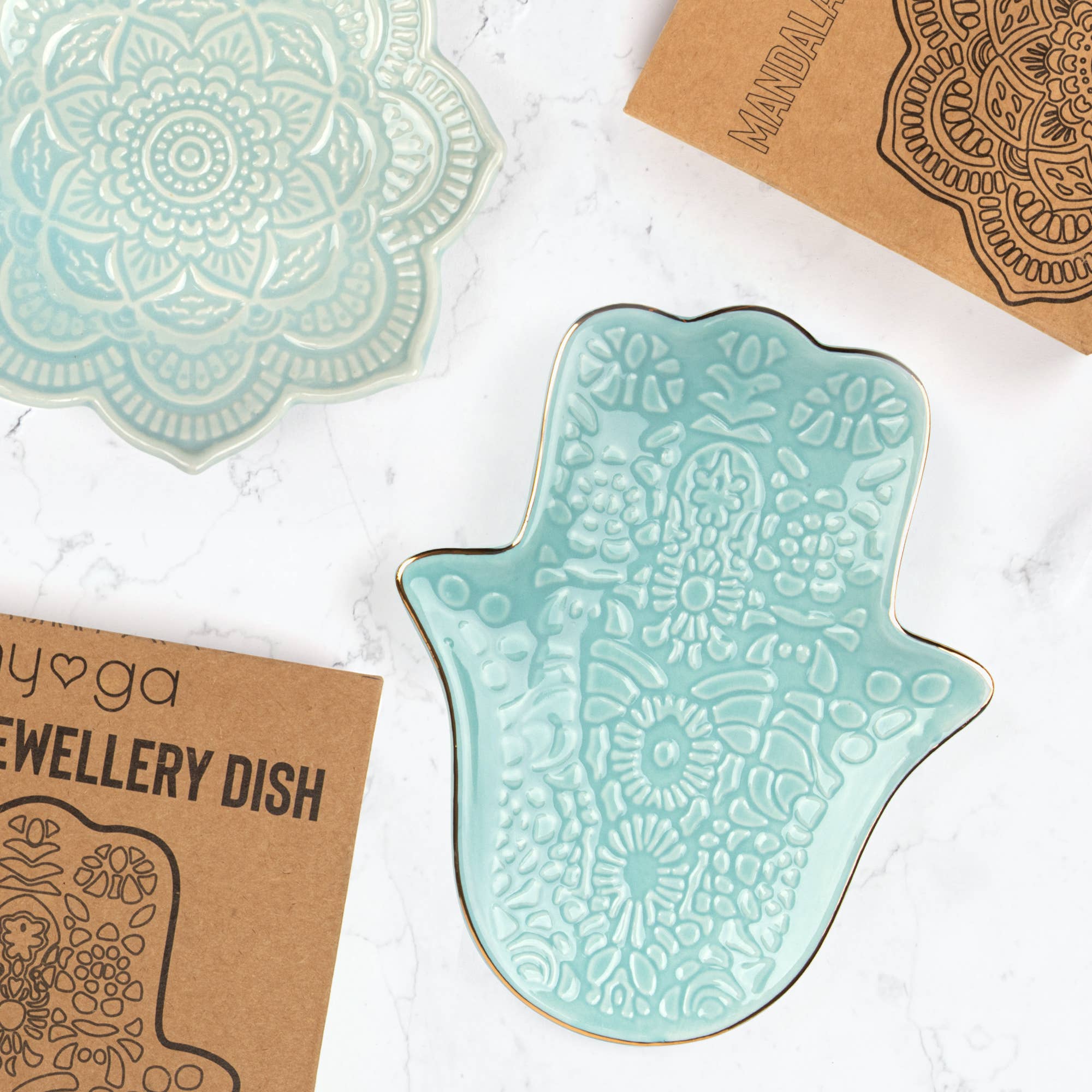 🪬 Hamsa or Om Shape ~ Ceramic Jewellery Dish