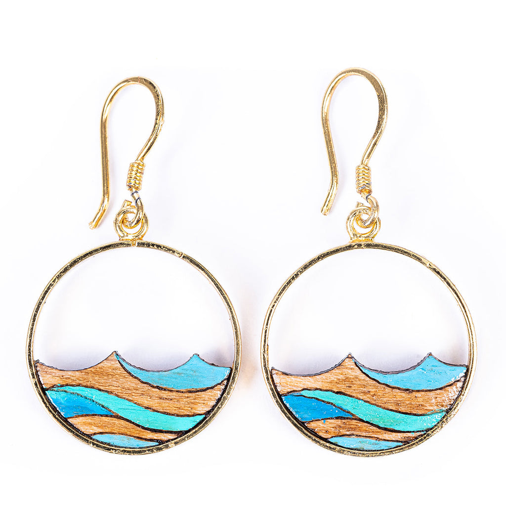 Ocean Eco-friendly ~ Recycled Wood Gold Earrings