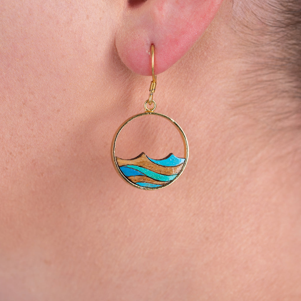 Ocean Eco-friendly ~ Recycled Wood Gold Earrings