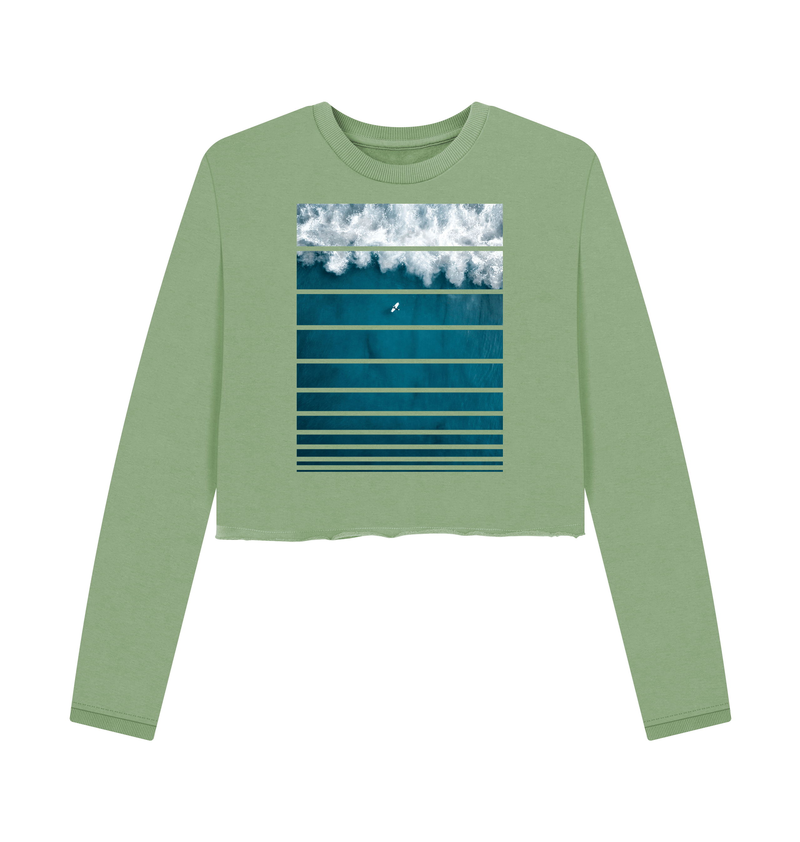 Sage Printed Boxy Jumpers Front