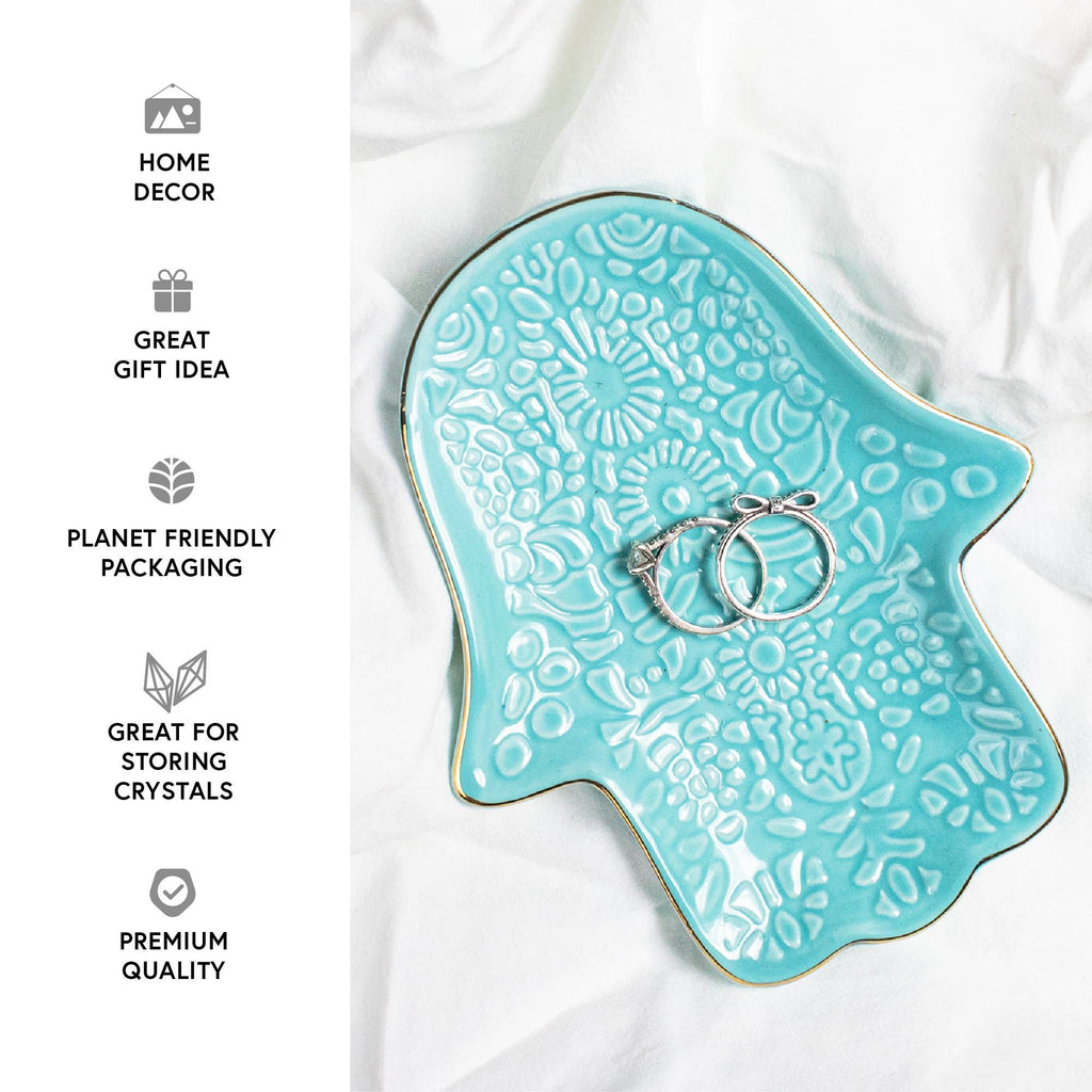 🪬 Hamsa or Om Shape ~ Ceramic Jewellery Dish