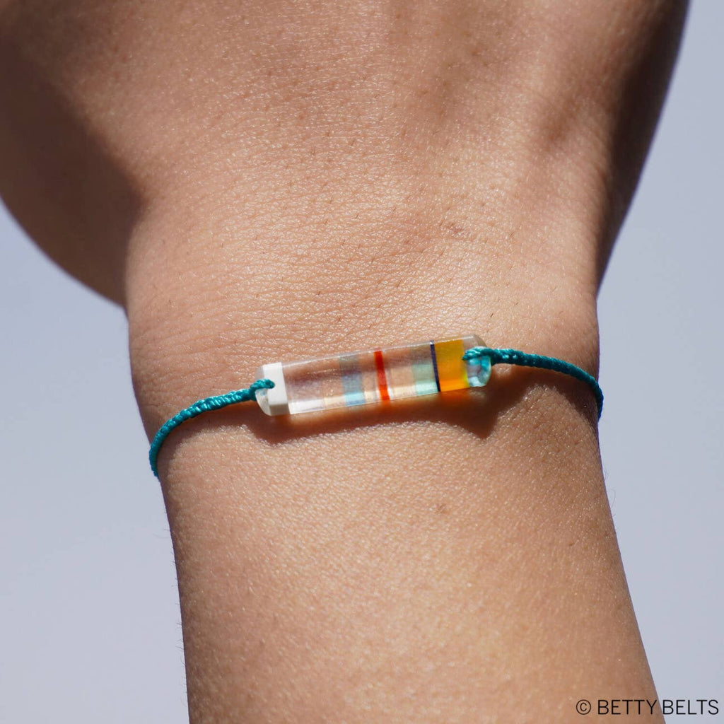 Upcycled Surfite (Surboard Resin) ~ Teal Cord Bracelet