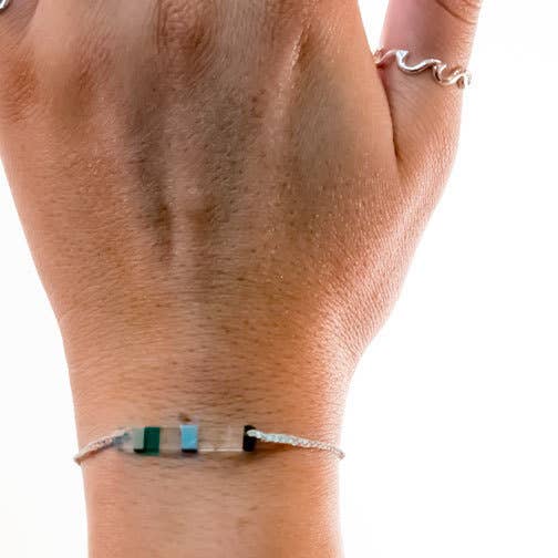 Upcycled Surfite (Surboard Resin) ~ Teal Cord Bracelet