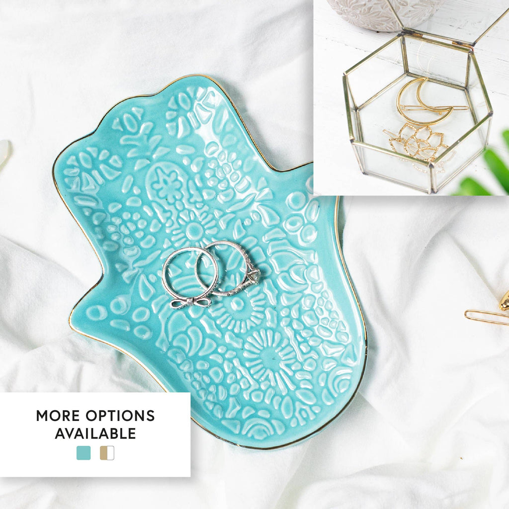 🪬 Hamsa or Om Shape ~ Ceramic Jewellery Dish