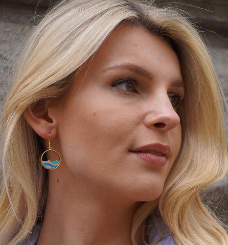 Ocean Eco-friendly ~ Recycled Wood Gold Earrings