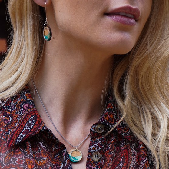 Conture Recycled Wood Silver ~ Necklace (6 Colours available)